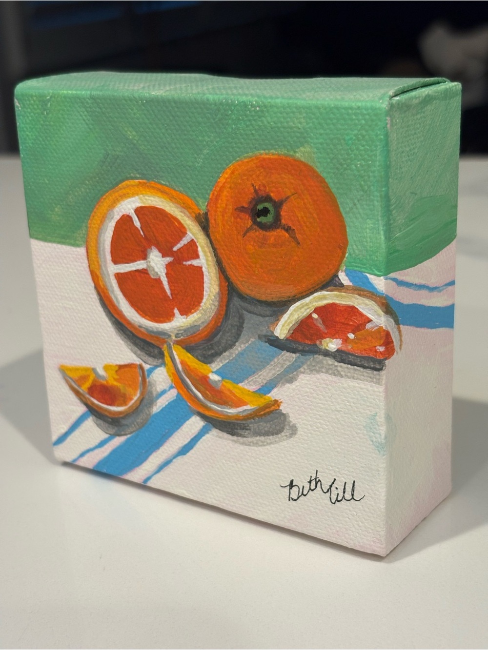 Beth Till Orange Still Life Canvas Art - Green & Orange